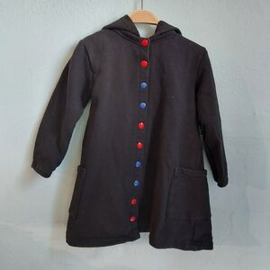 Lovely Agnes B Enfant Black Hooded Snap Button Up Dress